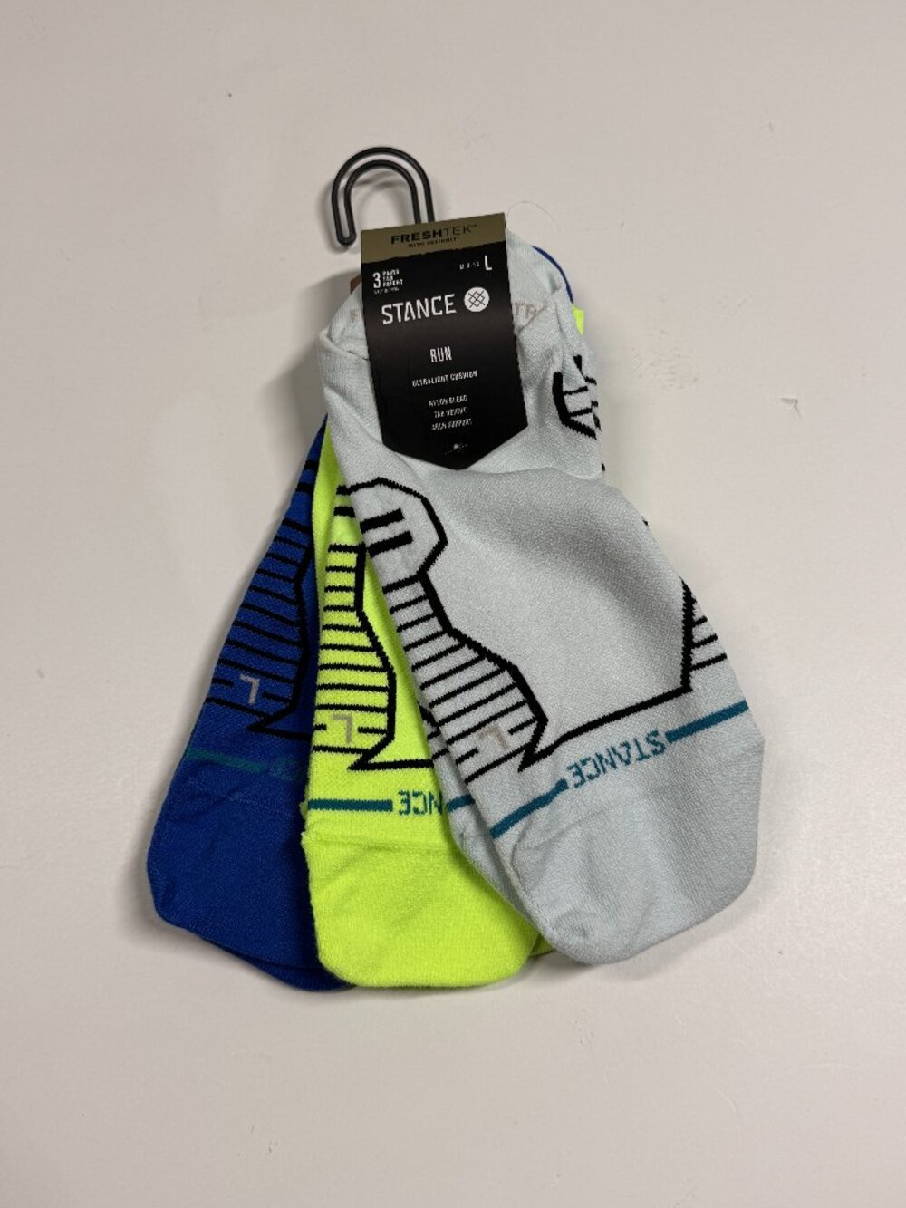 NWT Stance Freshtek RUN UltraLight Cushion Sock -Tab Height - Large - 3 Pack